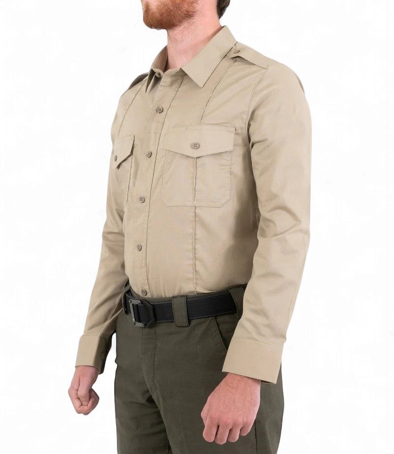 First Tactical V2 Pro Duty Uniform Long Sleeve Shirt Silver Tan, Size: S