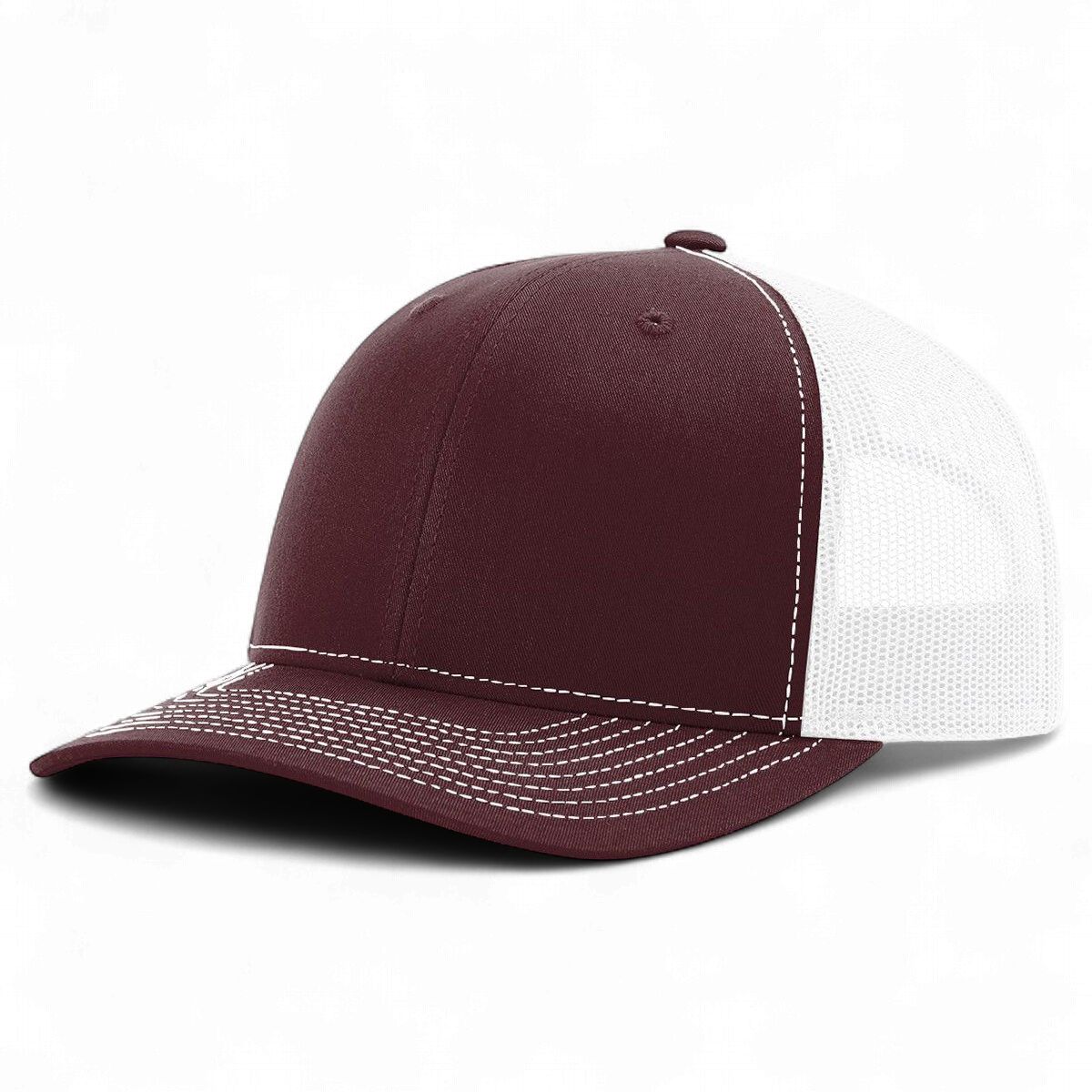R-112 Trucker Snapback Cap - Maroon_White