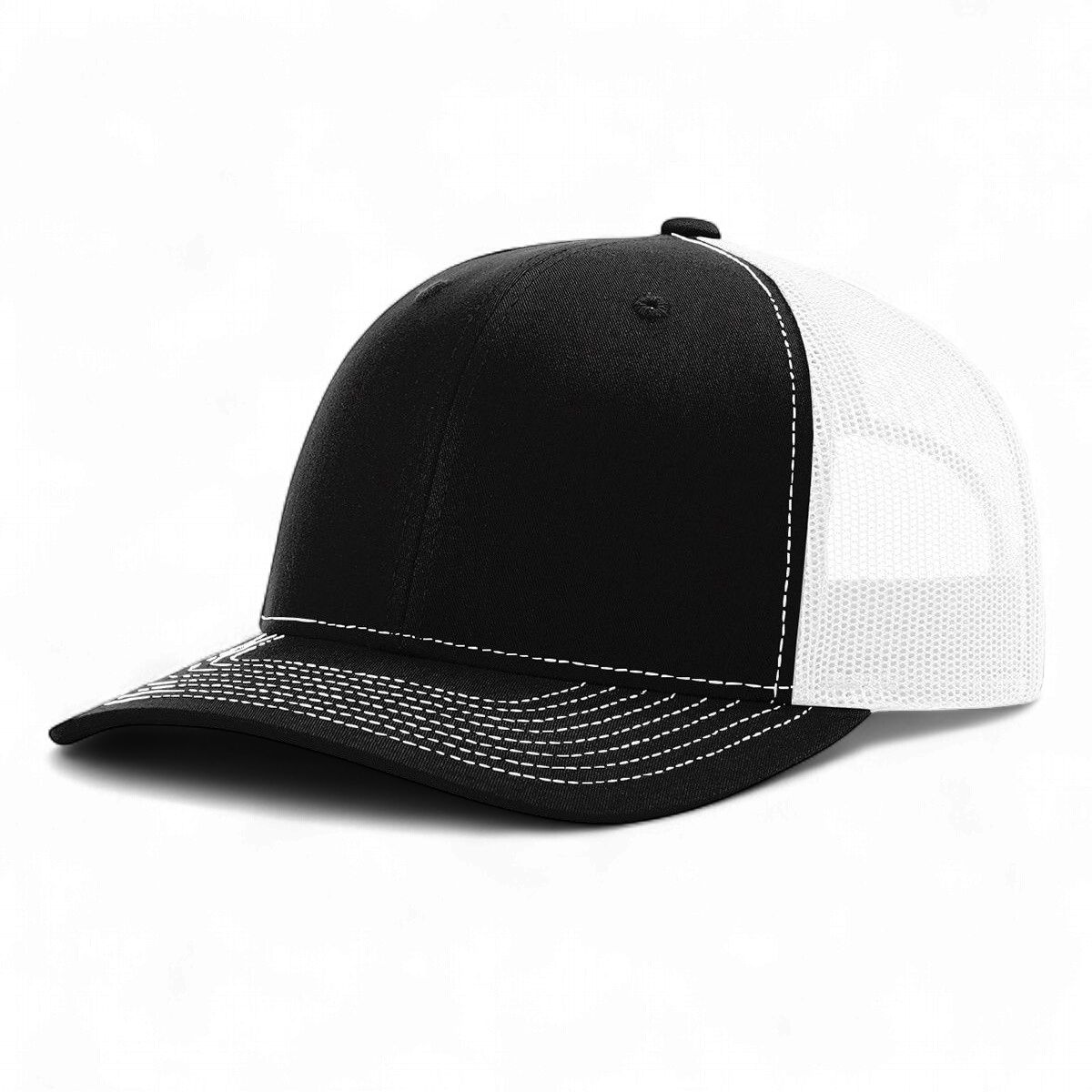 Richardson R-112 Trucker Snapback Cap - Black / White