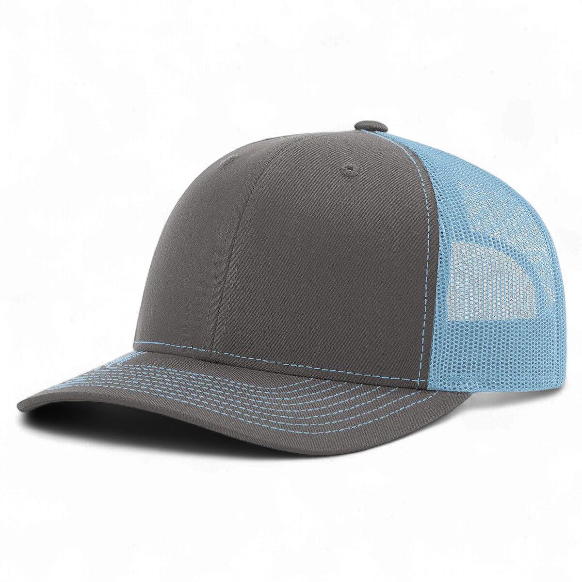 Richardson R-112 Trucker Snapback Cap - Charcoal / Columbia Blue
