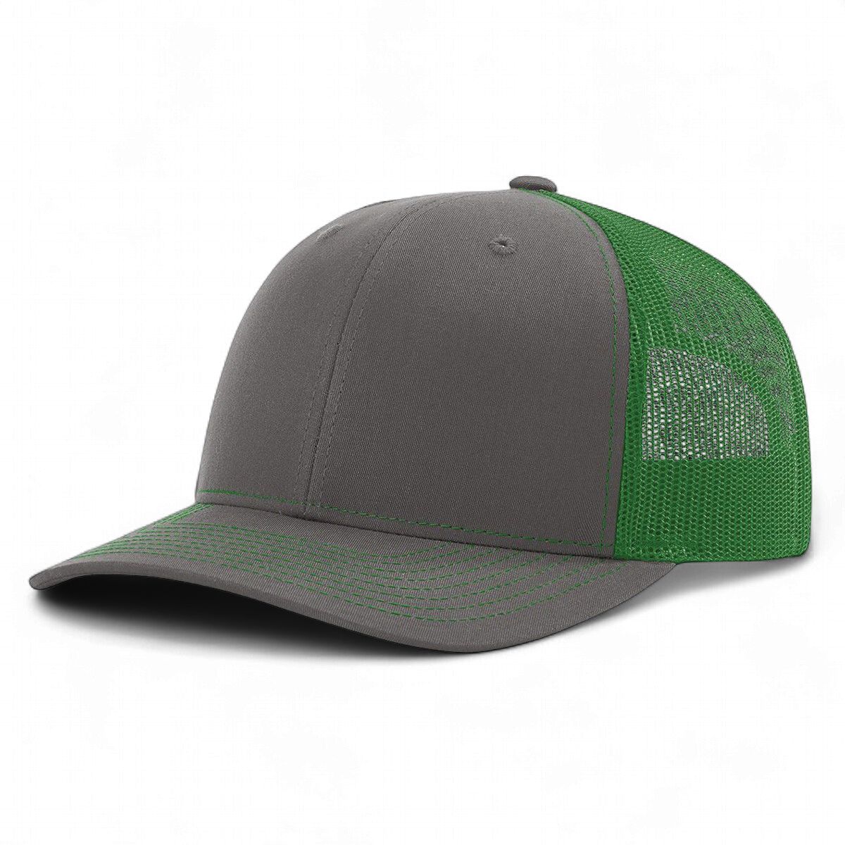 Richardson R-112 Trucker Snapback Cap - Charcoal / Kelly Green