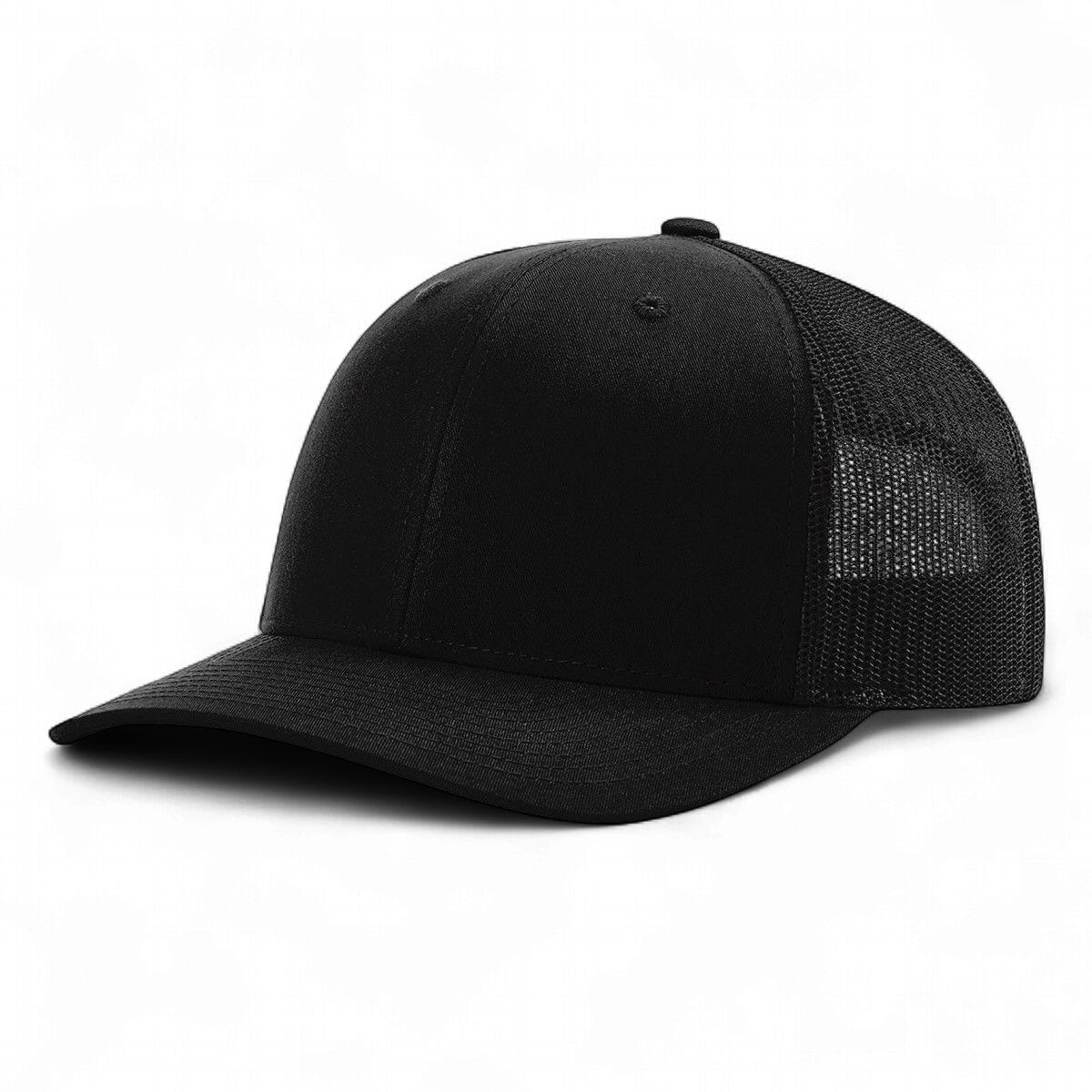 Richardson R-112 Trucker Snapback Cap - Black Solid