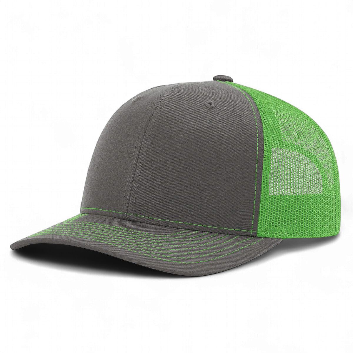 Richardson R-112 Trucker Snapback Cap - Charcoal / Neon Green