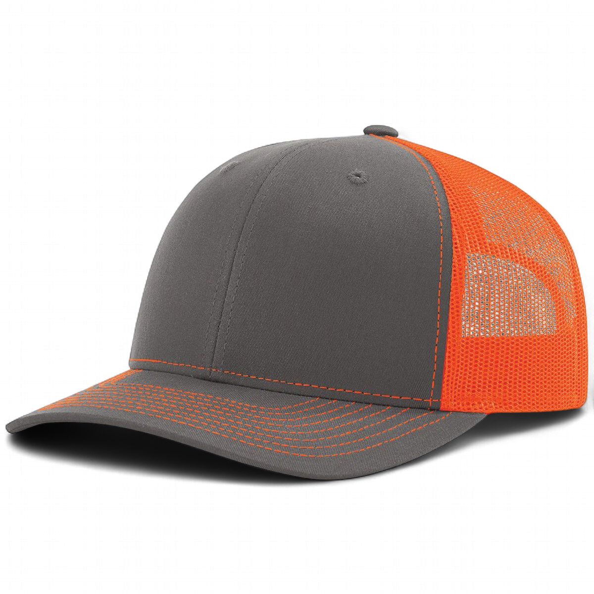 Richardson R-112 Trucker Snapback Cap - Charcoal / Neon Orange