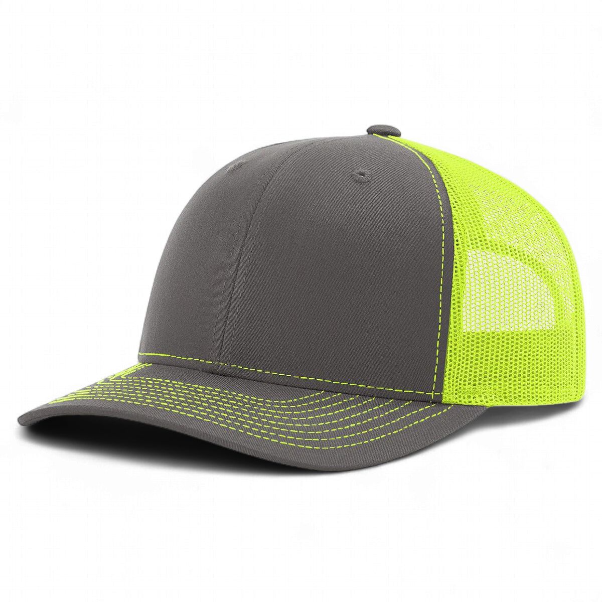 Richardson R-112 Trucker Snapback Cap - Charcoal / Neon Yellow