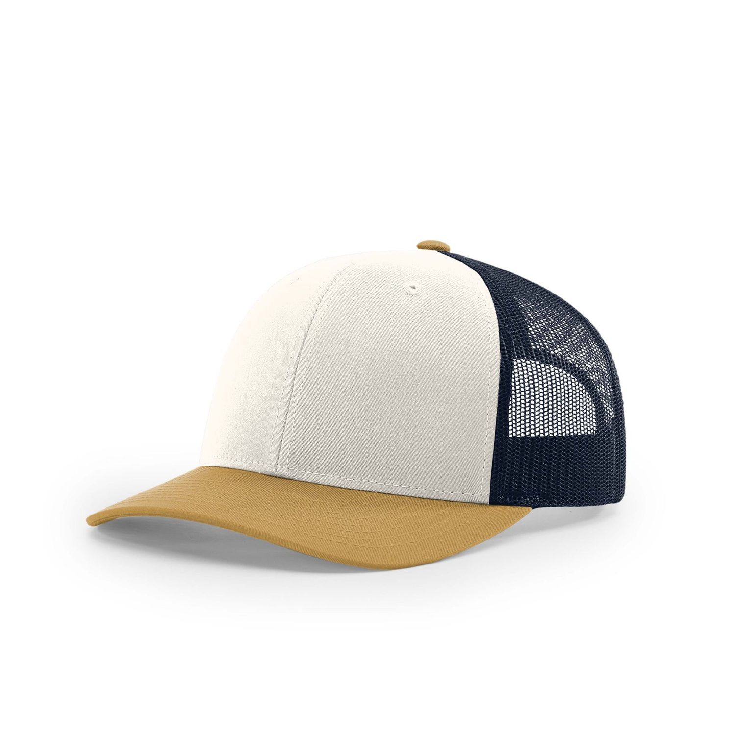 Richardson R-112 Trucker Snapback Cap - Cream / Navy / Amber