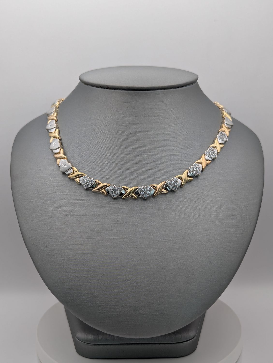14K WG/YG CZ Heart Necklace (22.3g | 17")