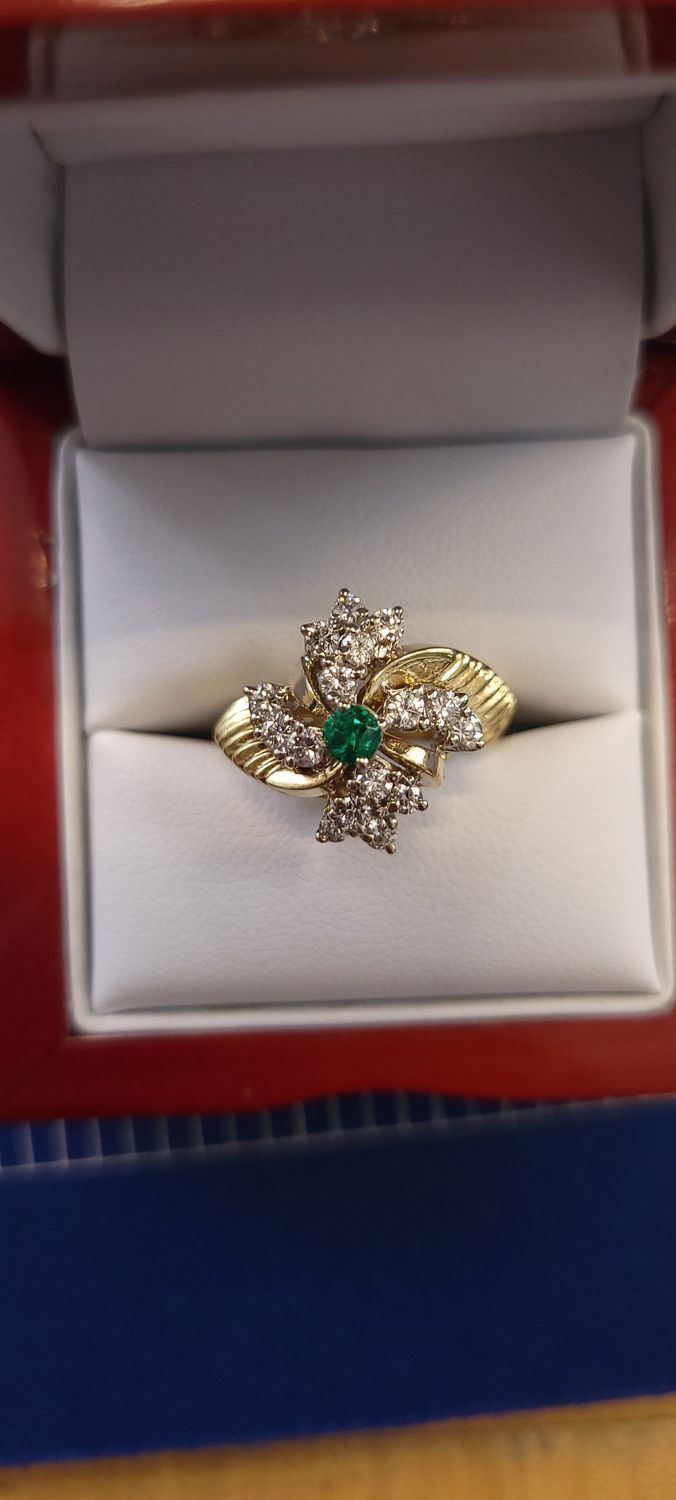 14K YG Emerald/Diamond Ring (3/4 ctw | 7.9g)