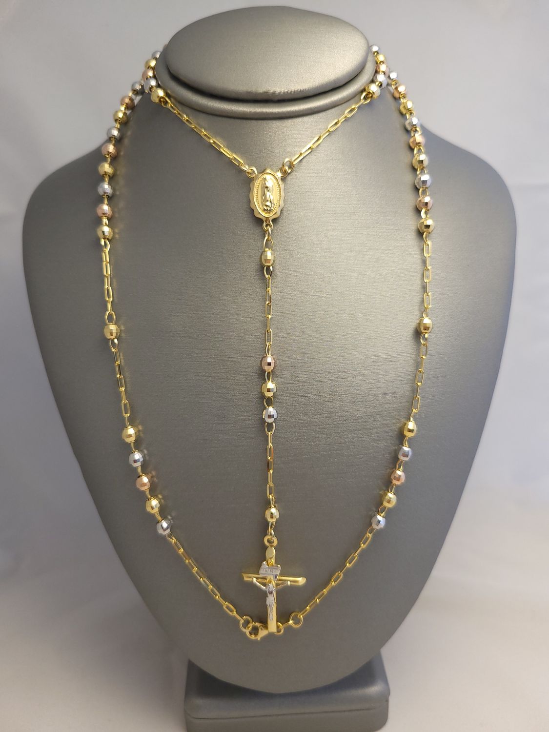 14K Tri-Color Gold Rosary (24"+4 | 11.6g)