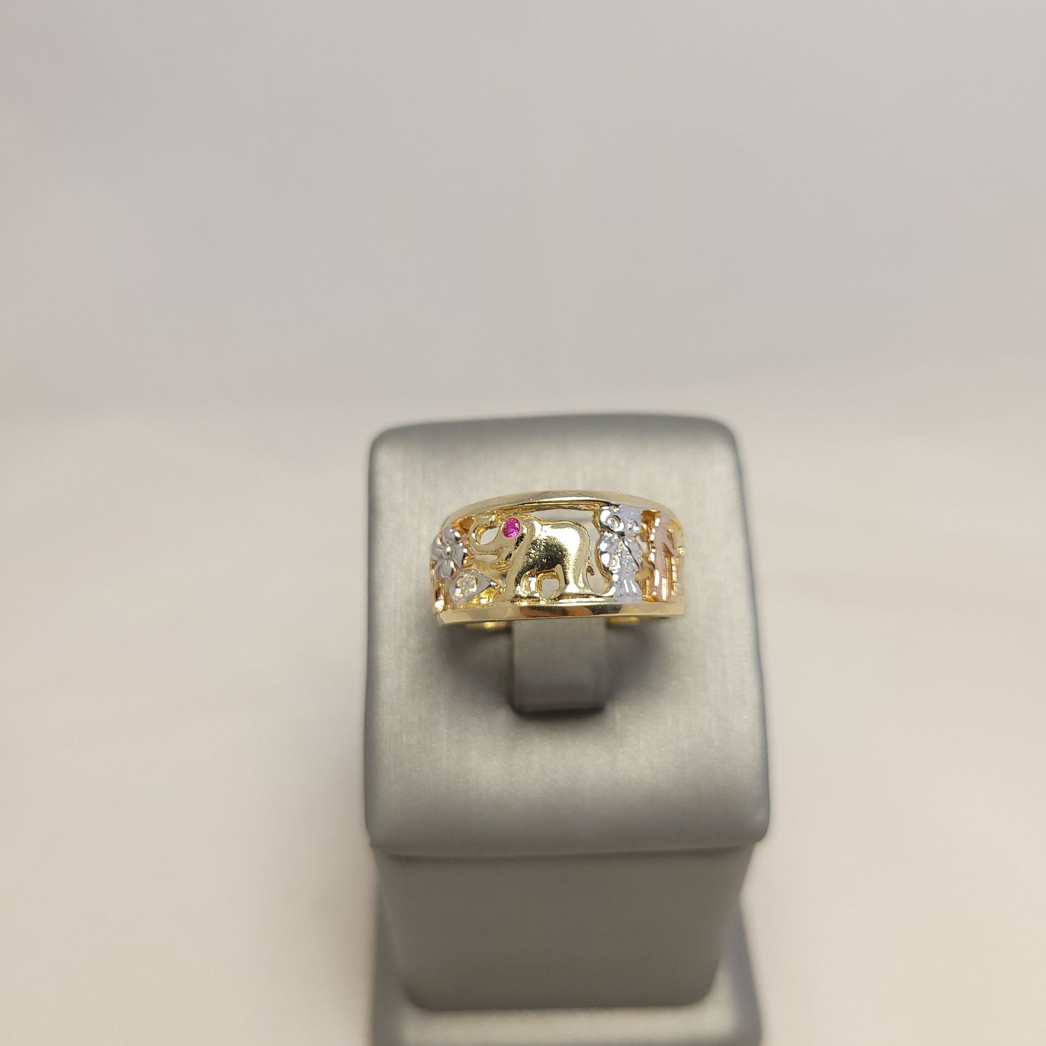 14K Tri-Color Lucky Elephant Ring (S7.5 | 5.6g)