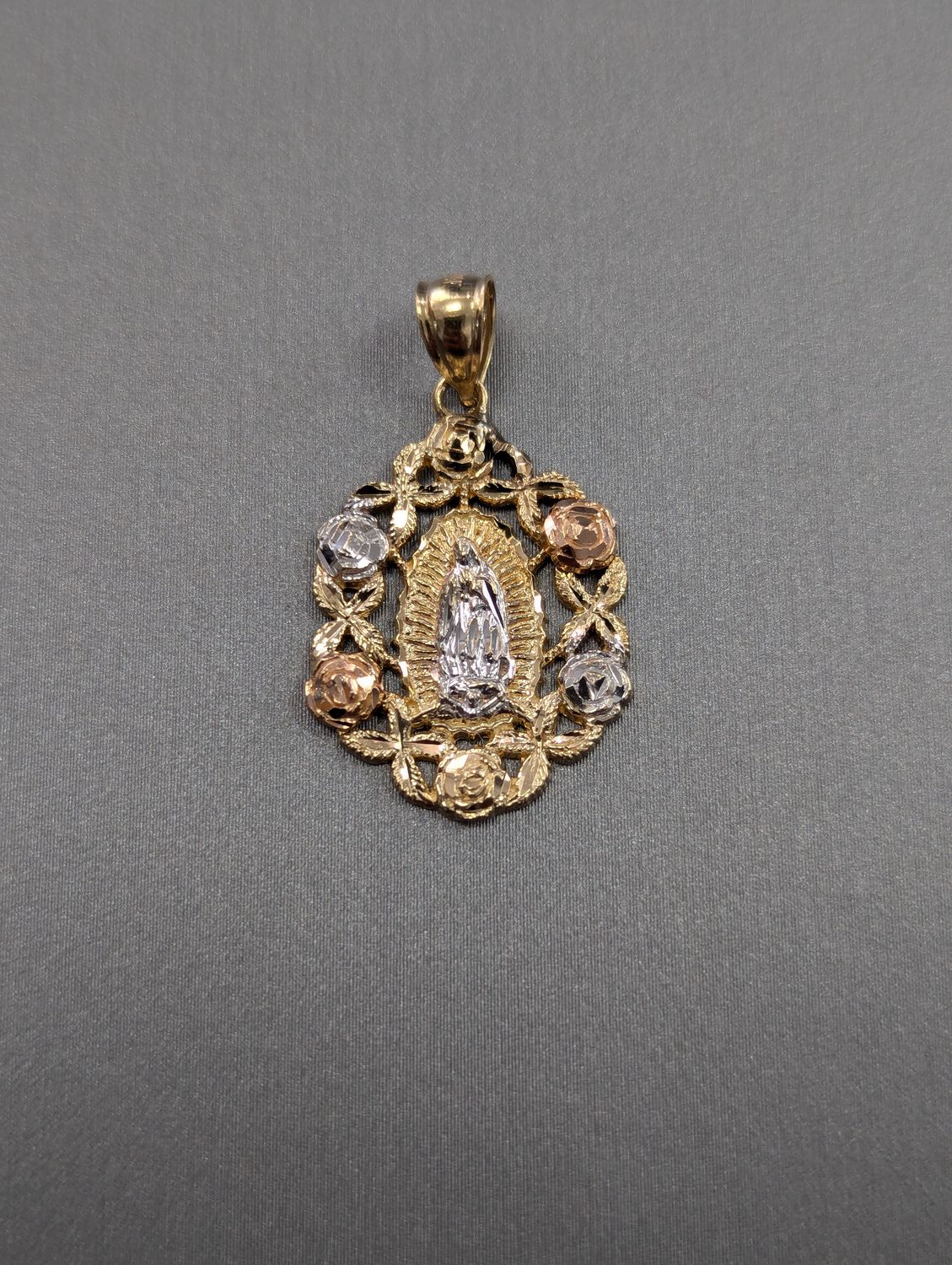 14K YG Tri Color Virgin Mary Pendant (1.9g)