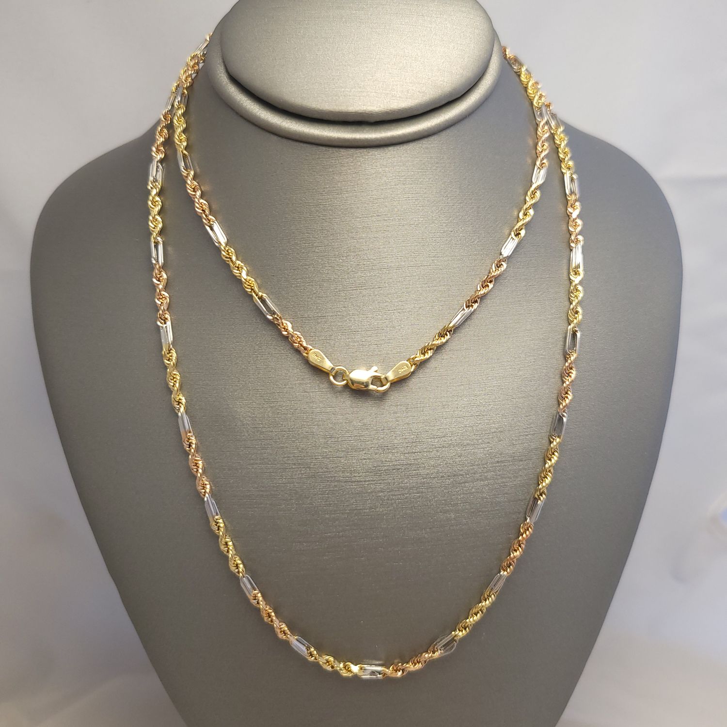 14K Tri-Color Hollow Rope (24" | 4.8g)