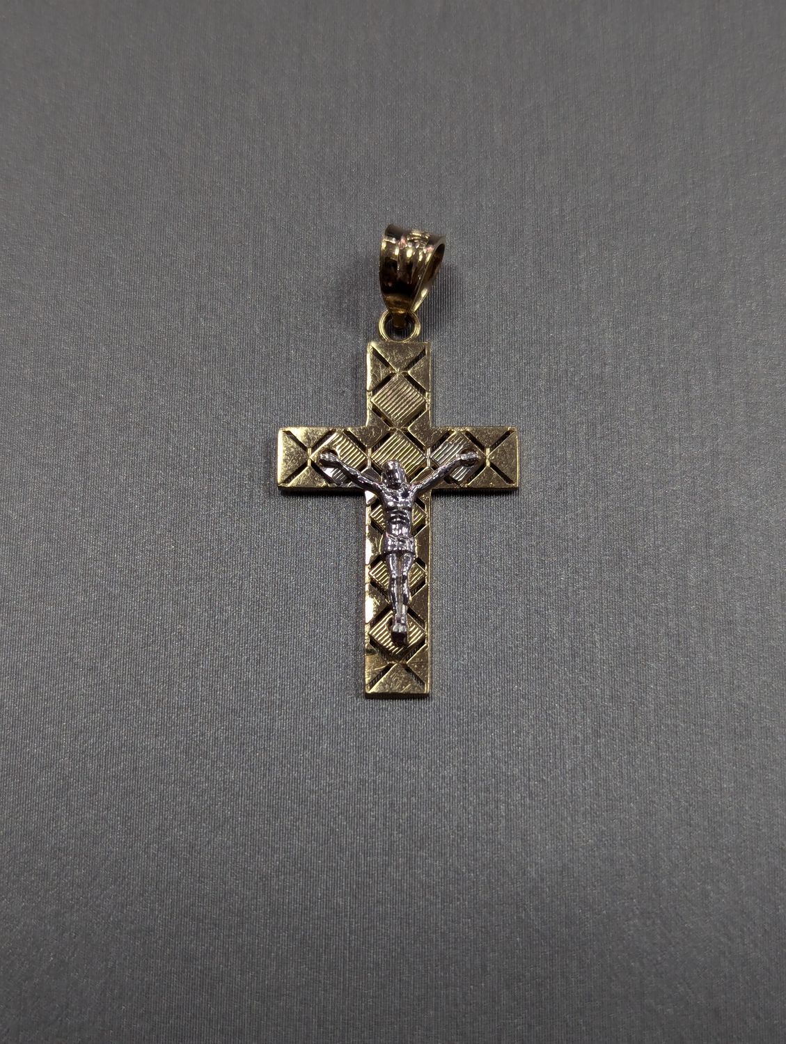 14K Two Tone Crucifix Pendant (1.7g)