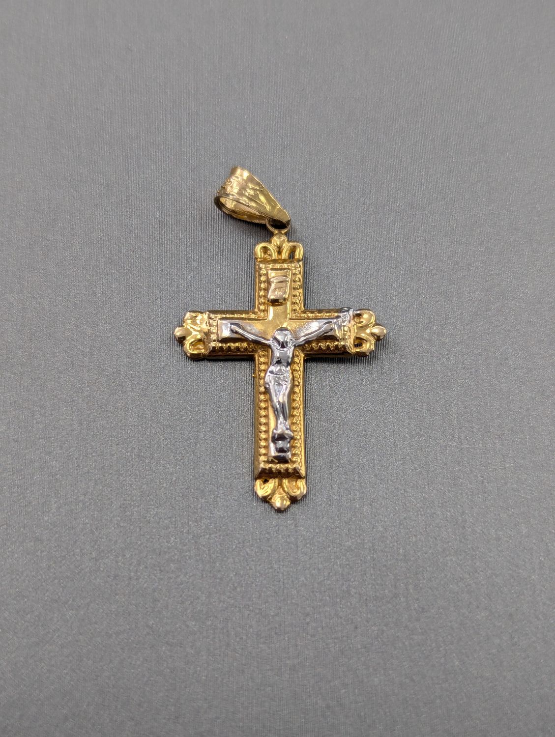 14K Two Tone Crucifix Pendant (2.8g)