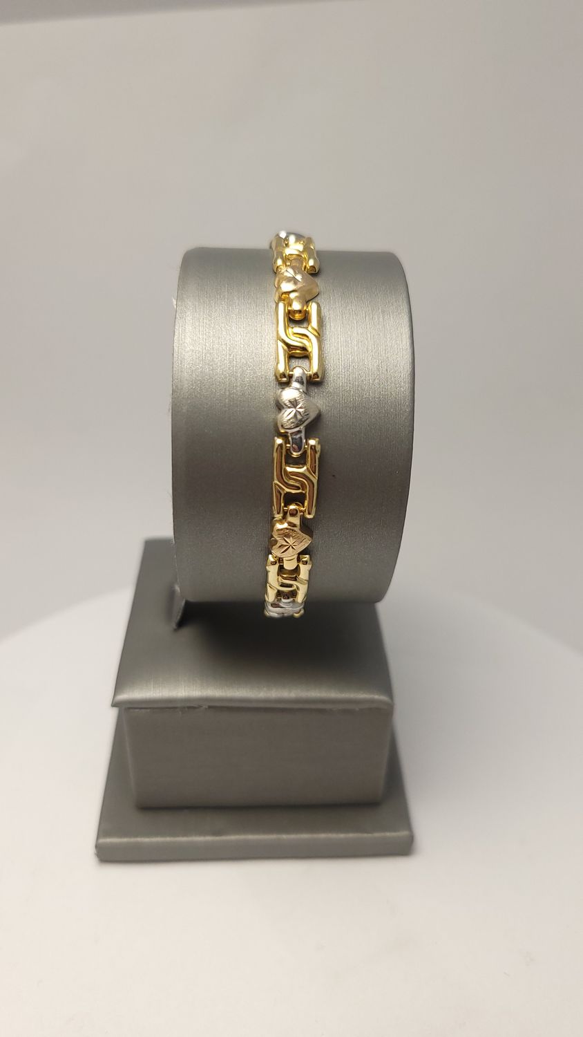 14K Tri-Color Heart Bracelet (7" | 8.6g)