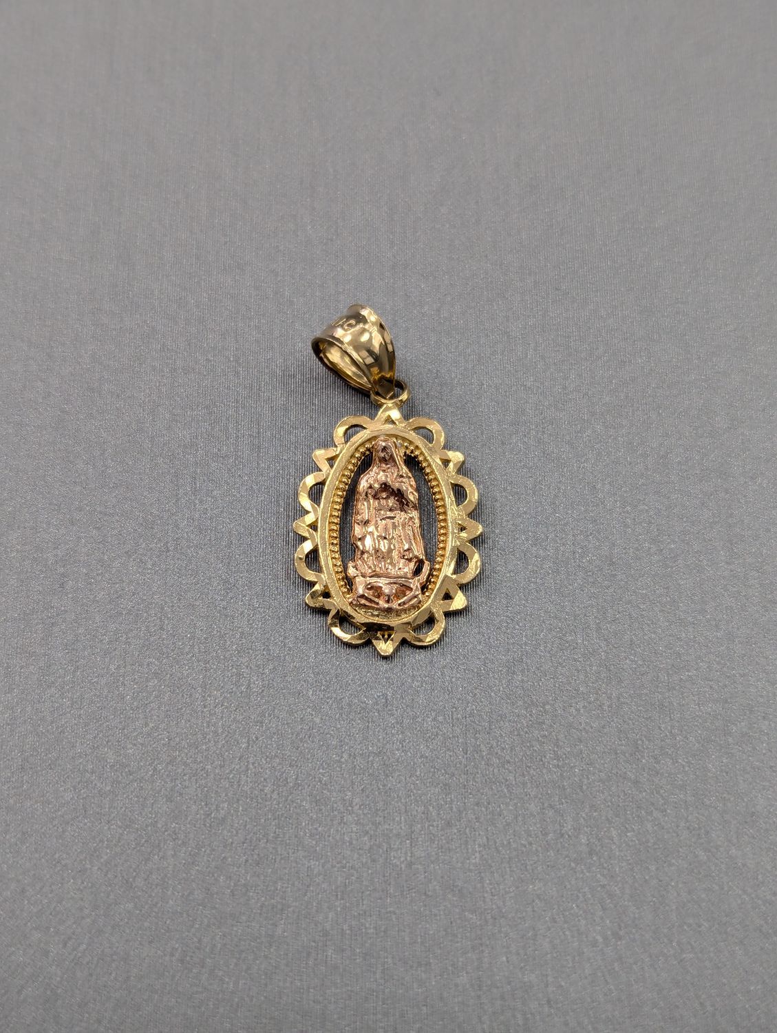 14K Two Tone Virgin Mary Pendant (1.1g)