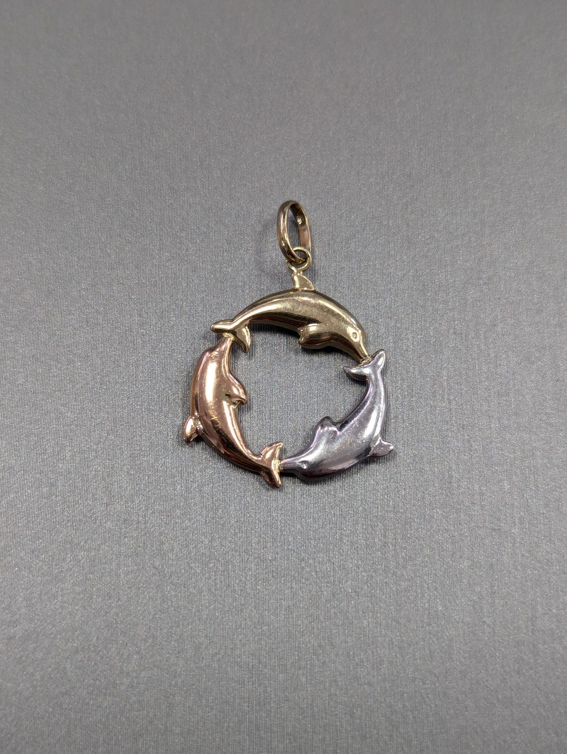 14K YG Tri Color Dolphin Pendant (1.4g)