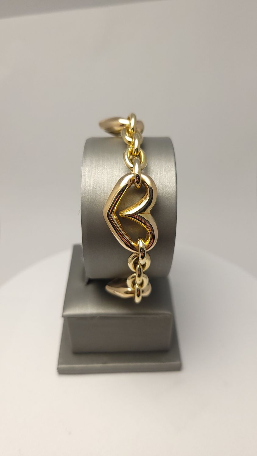 14K YG Puffy Heart Bracelet (8" | 16.8g)