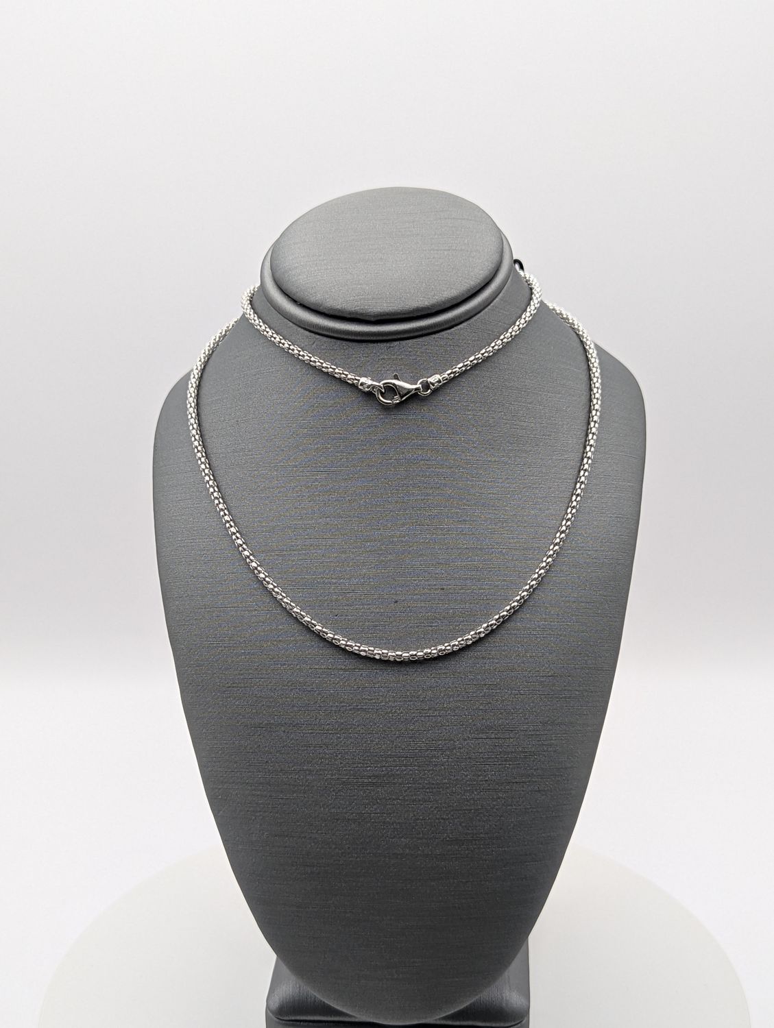 14K WG Popcorn Link Necklace (3.6g | 17")