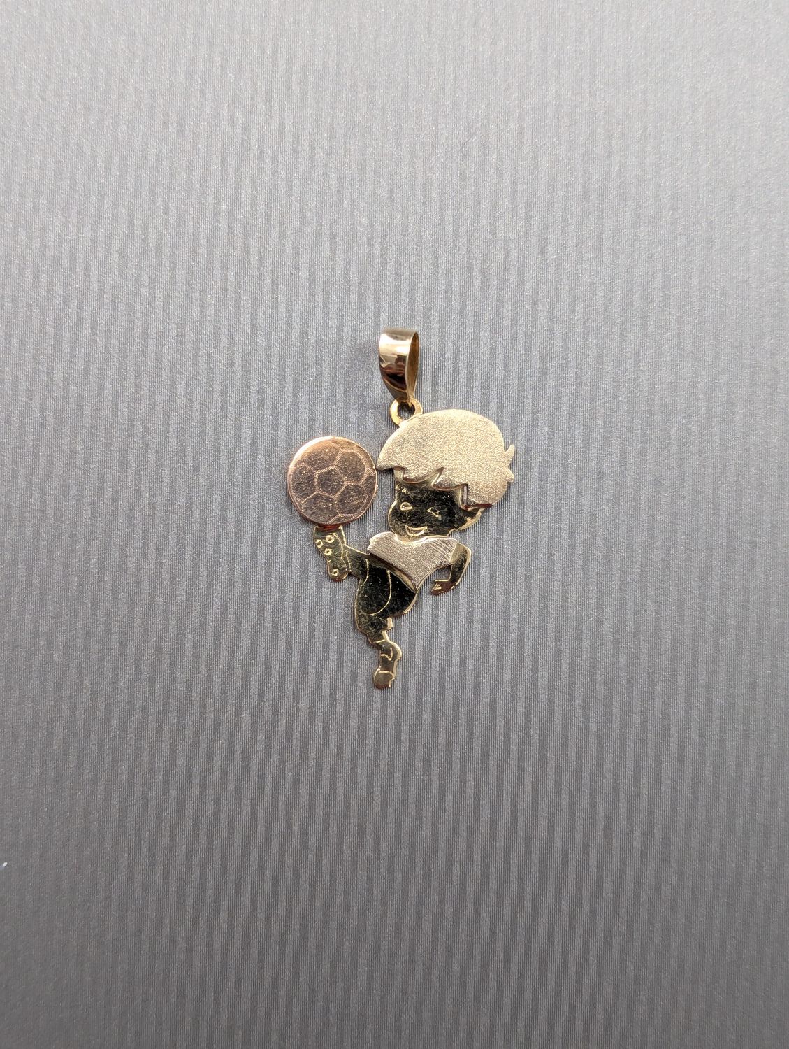 14K Two Tone Football Boy Pendant (1.9g)