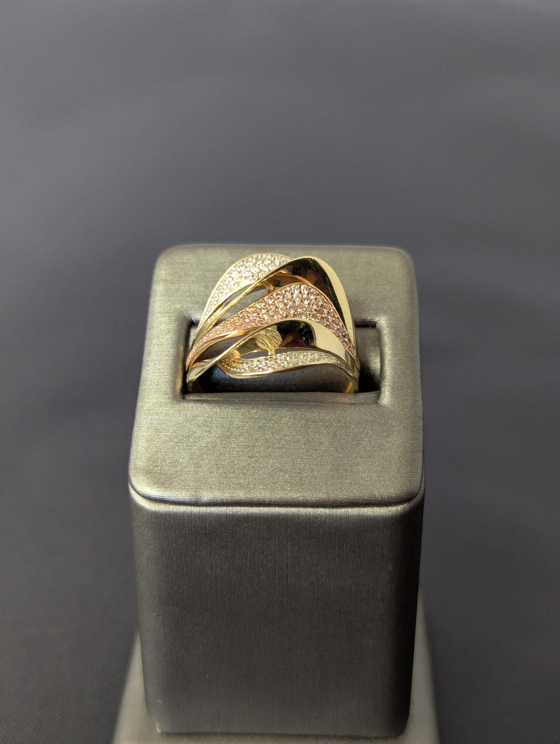 14K YG/RG Fancy Wavy CZ Ring (S11.5 | 5.2g)