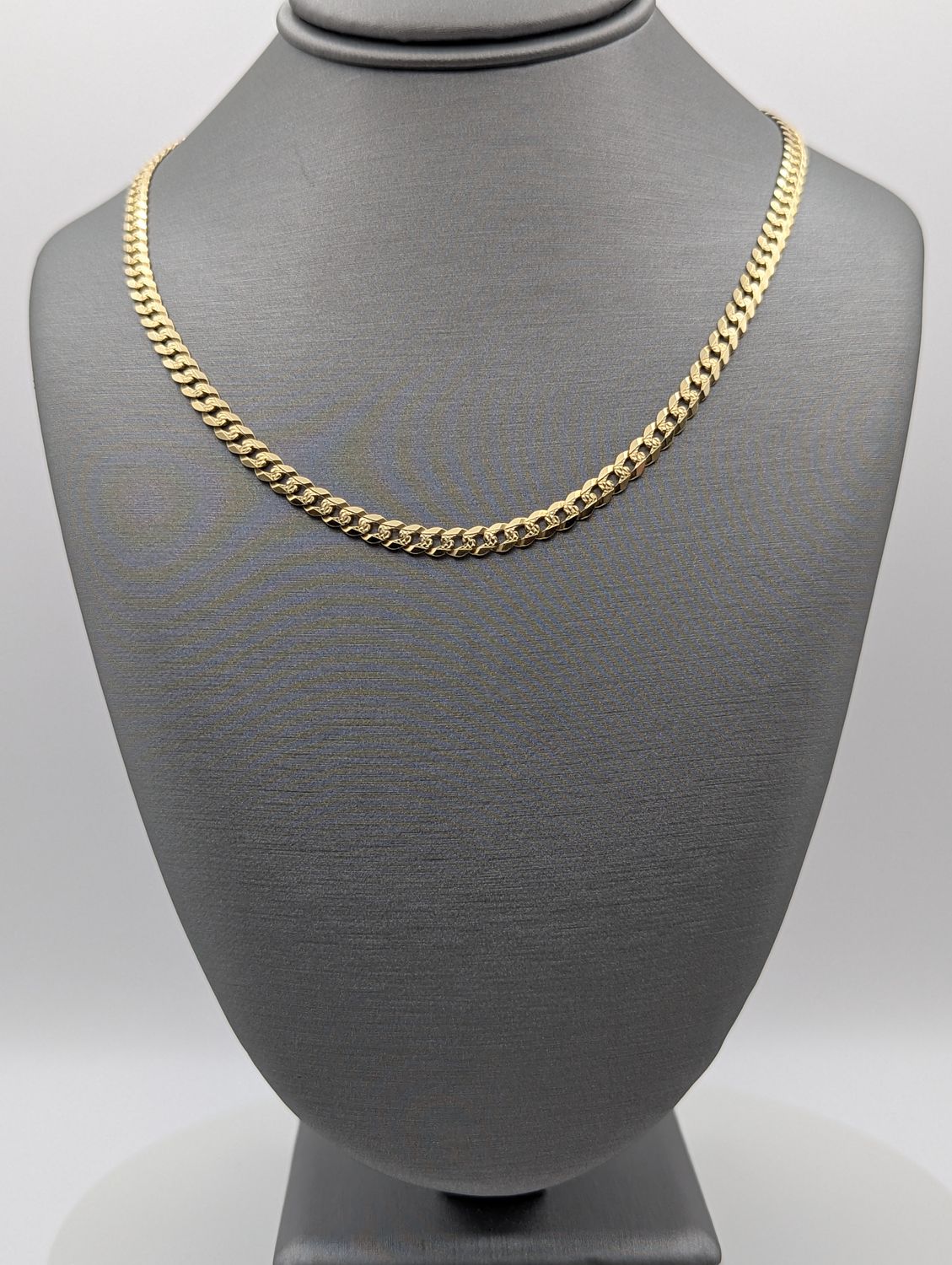 14K YG Pave Curb Chain (20" | 11.1g | 4mm)