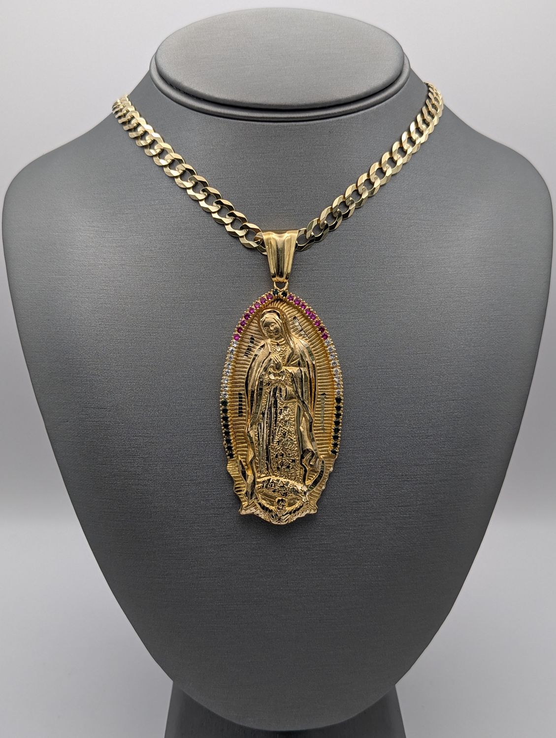 14K CZ Guadalupe Pendant (39.8g)