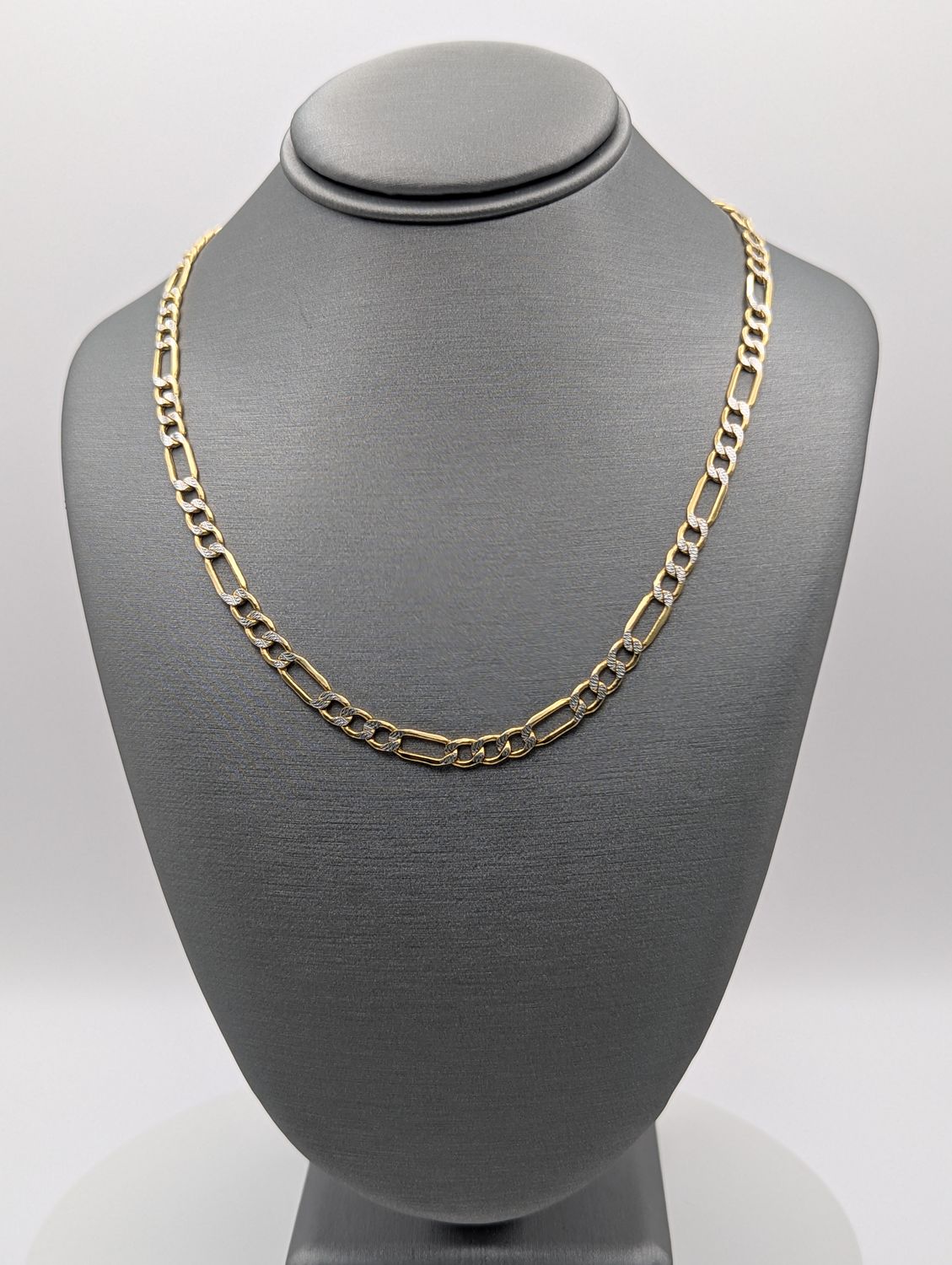 14K YG Dia Cut Hollow Figaro Chain (22" | 7.2g | 4.4mm)
