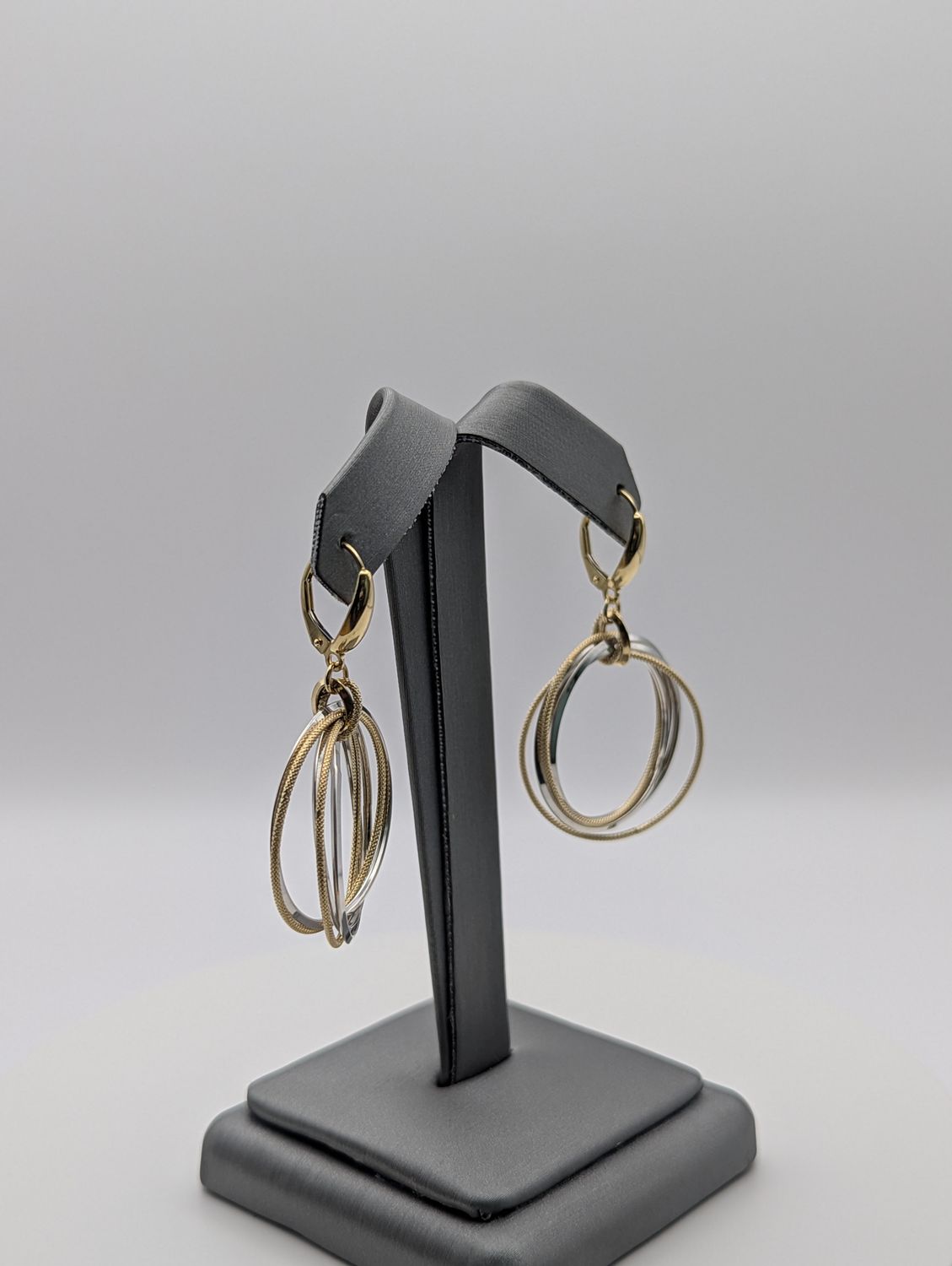 14K YG/WG Multi Hoop Earrings (3.7g)