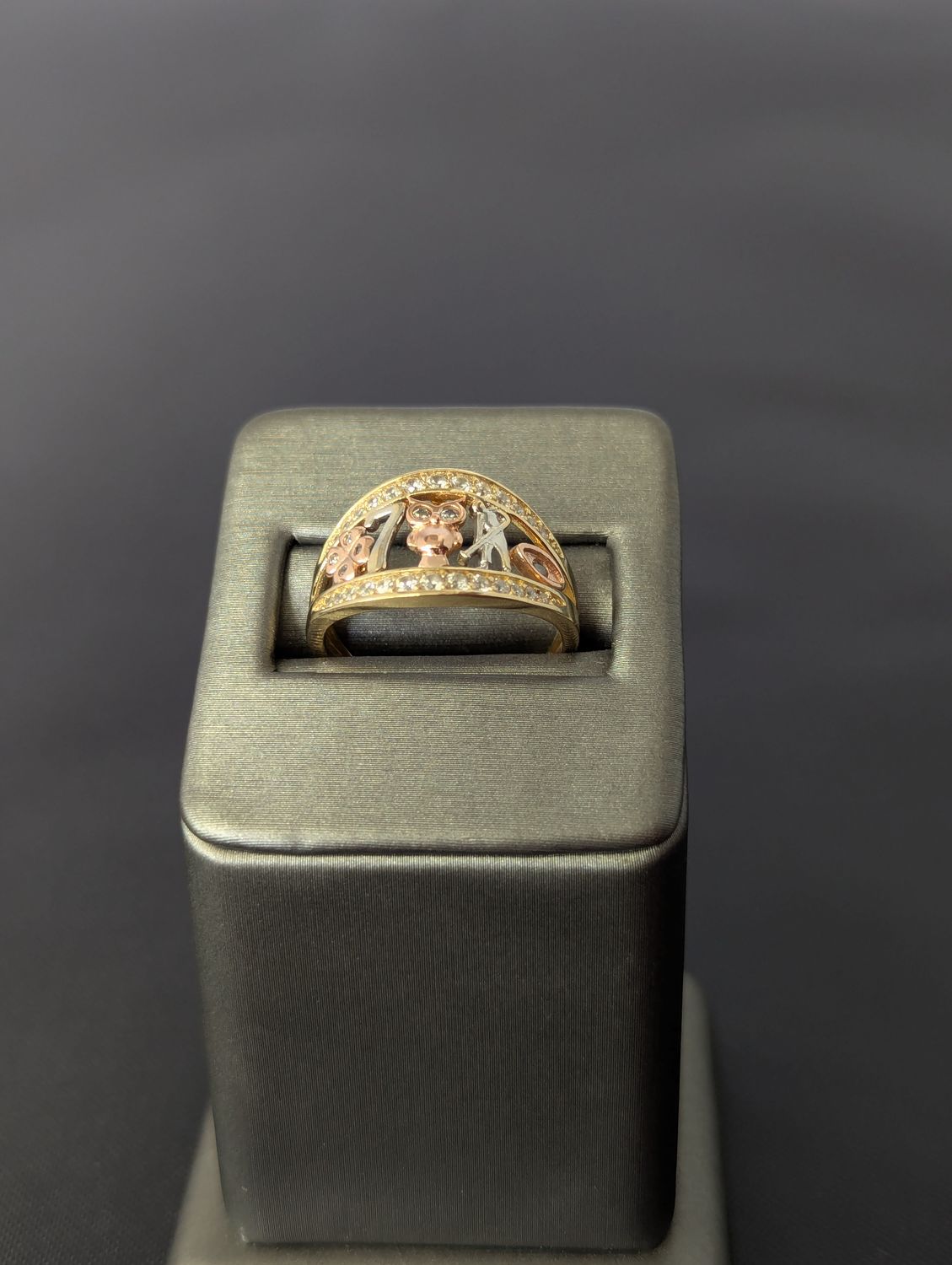 14K Tri Color Lucky Symbols CZ Ring  (S7 | 3.5g)