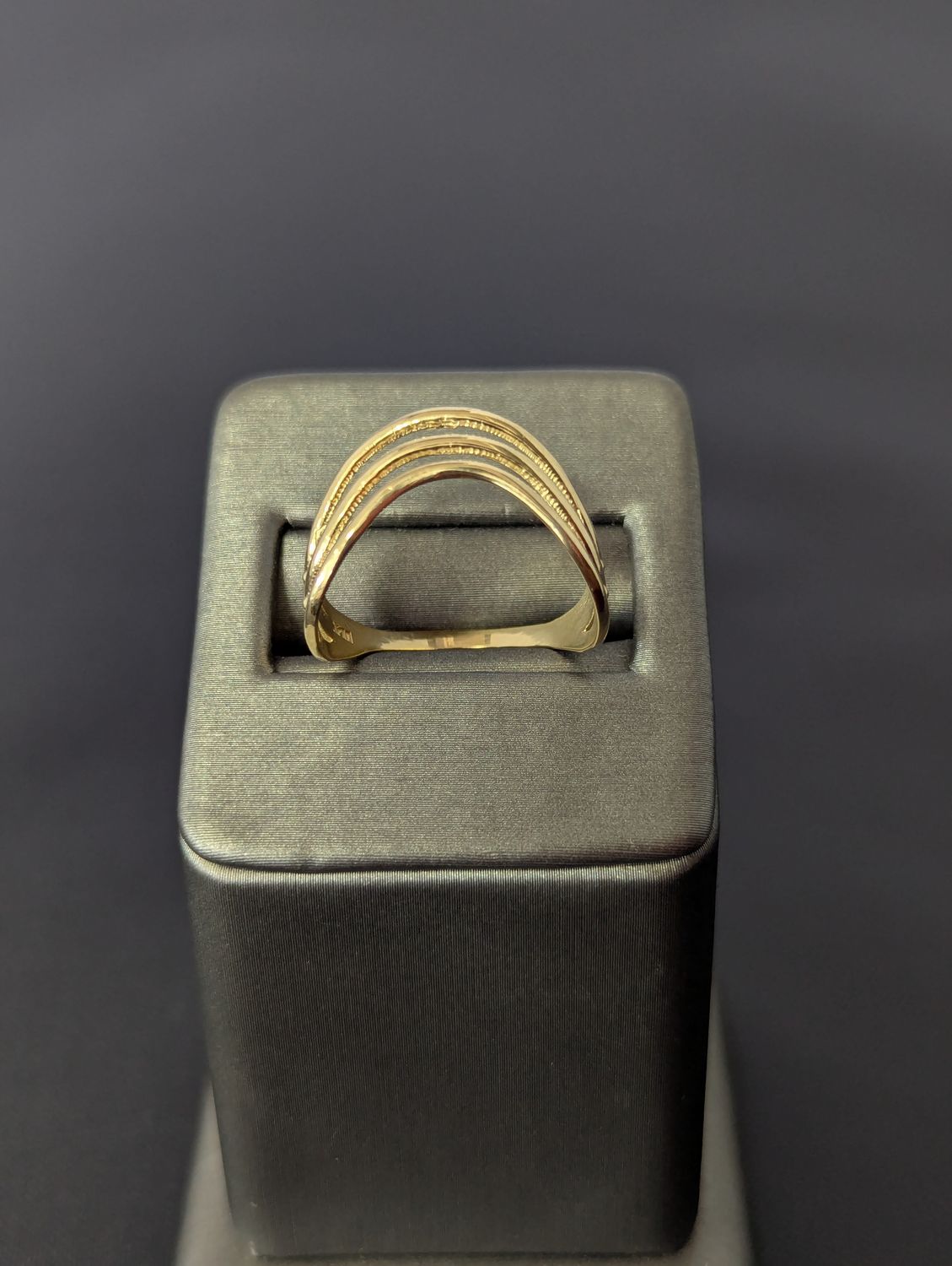 14K YG 3 Wavy Rows Ring (S8.5 | 2.5g)