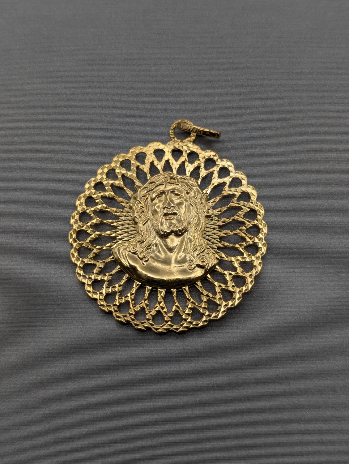 14K YG Jesus/Mary Head Pendant (5.3g)