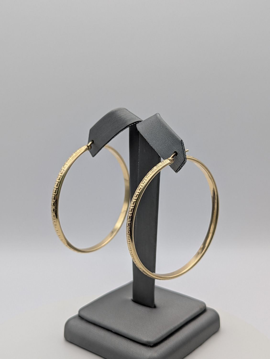 14K YG Greek Key Hoop Earrings (5.6g)