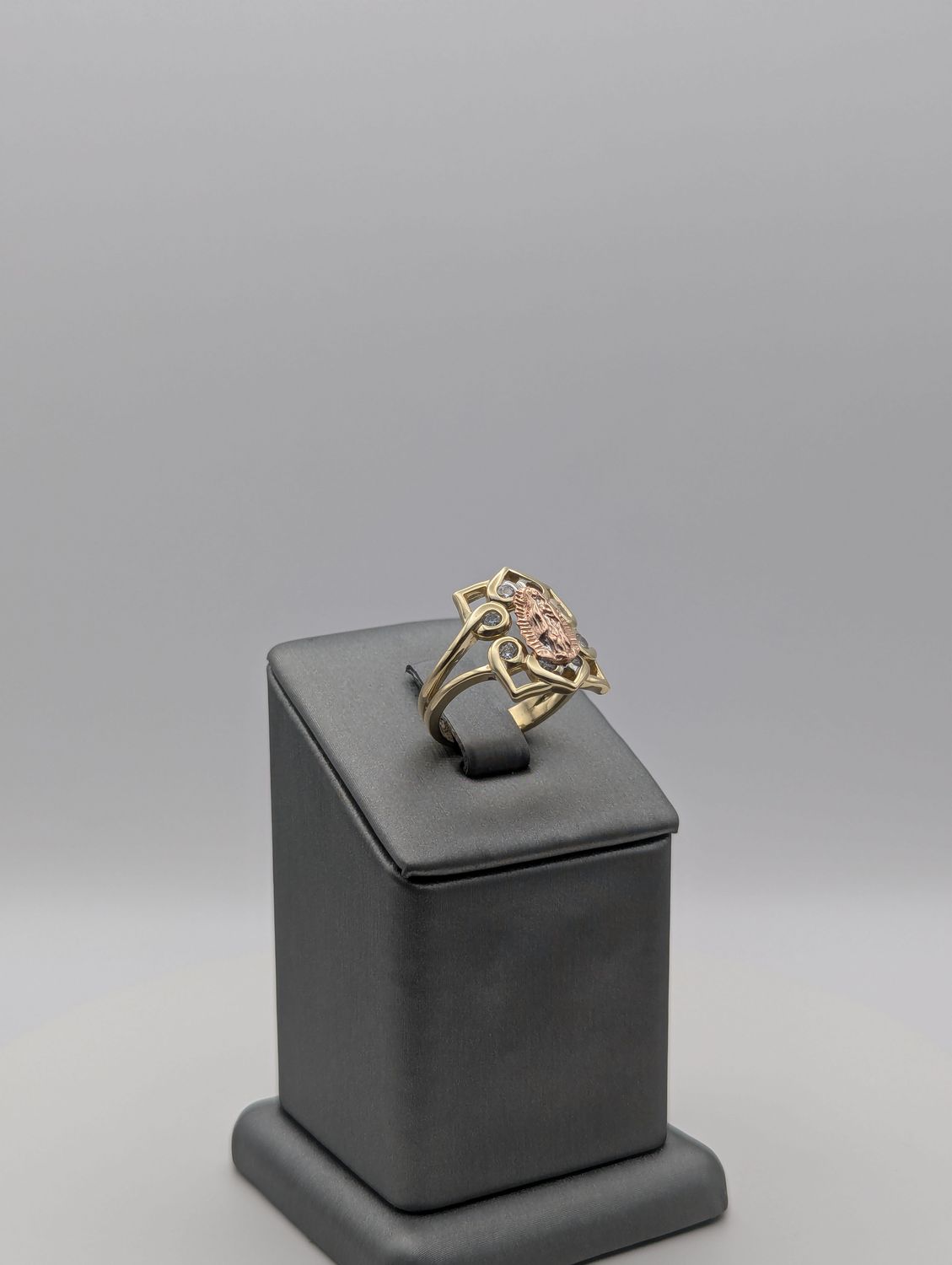 14K YG/ RG CZ Virgin Mary Ring (S6.5 | 6.4g)