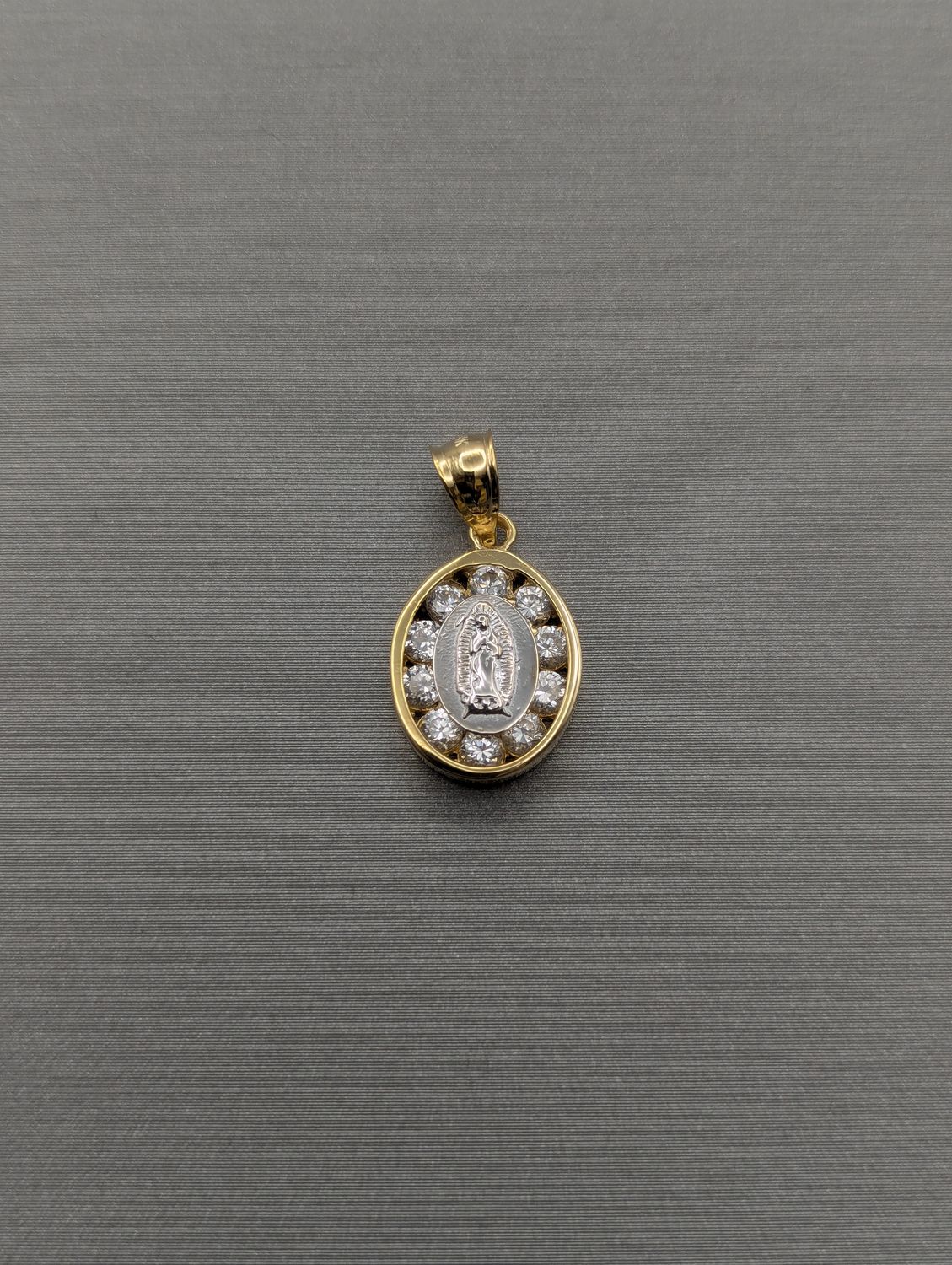 14K YG/WG CZ Guadalupe Pendant (2.1g)