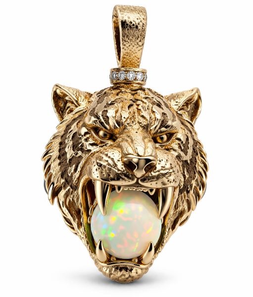 18K YG Opal Tiger Pendant