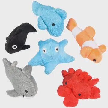 Sea Life Plush Cat Toys 6pc