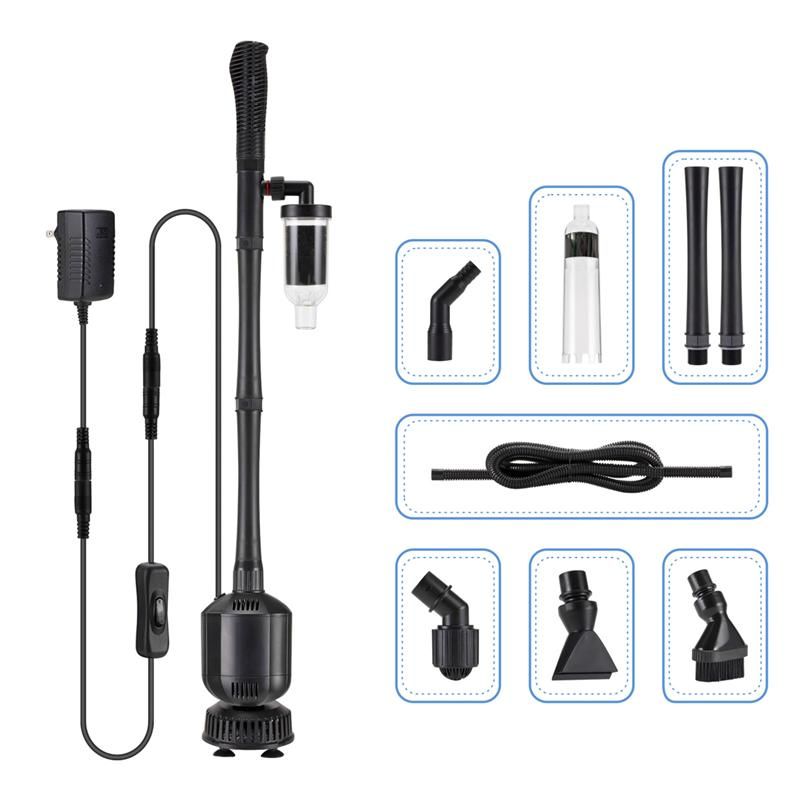 Hygger 5-in-1 Electric Aquarium Gravel Cleaner - Black