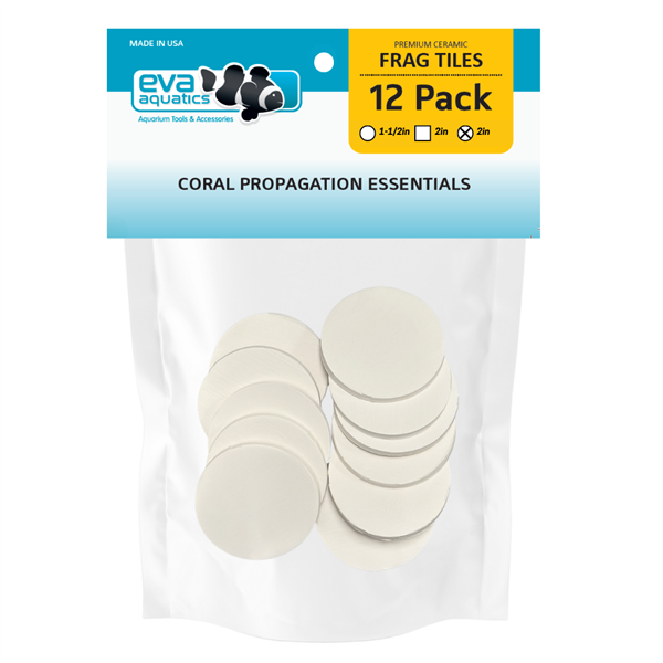 Eva Aquatics Ceramic Frag 2" Round Tile - 12 Pack - White
