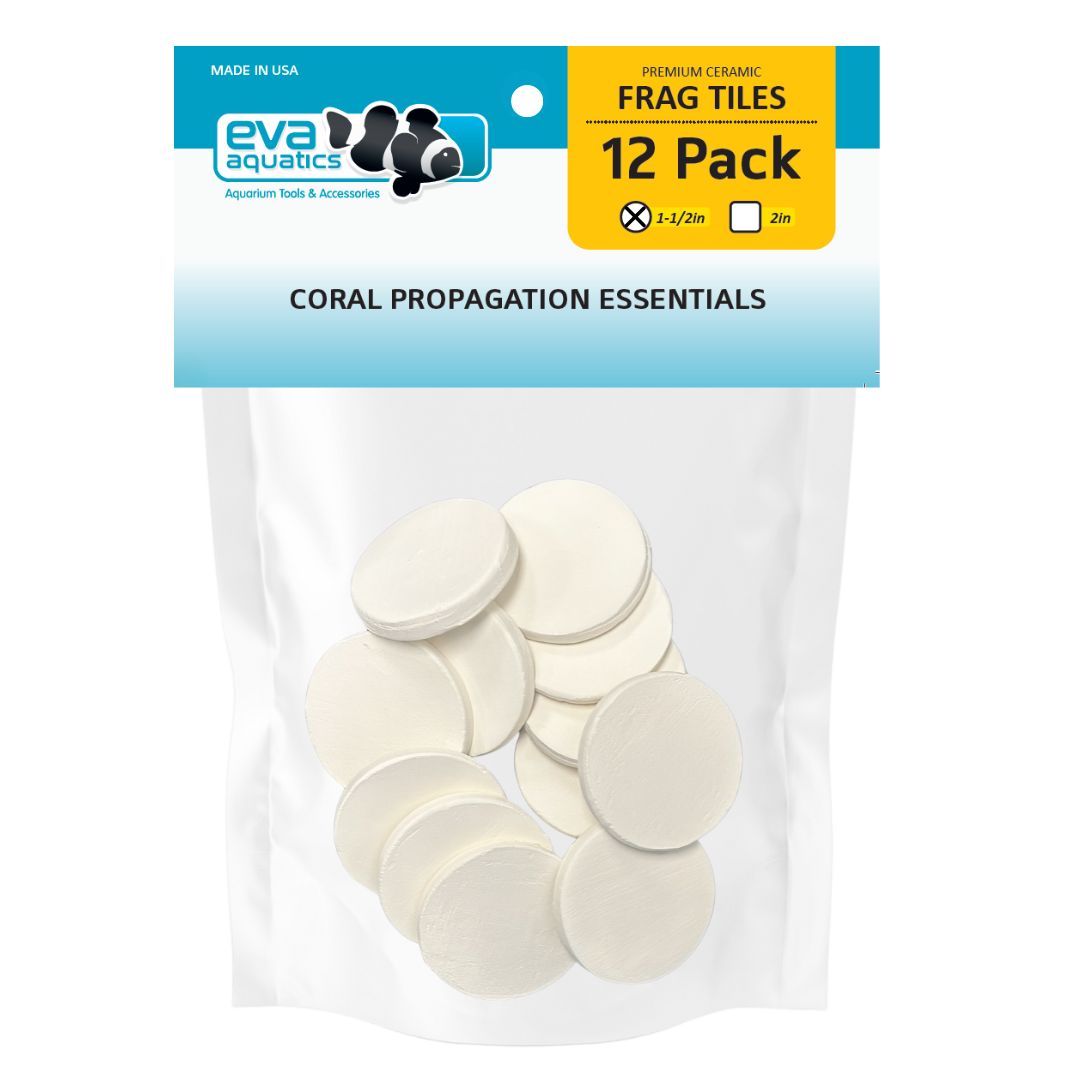 Eva Aquatics Ceramic Frag 1.5" Round Tile - 12 Pack - White