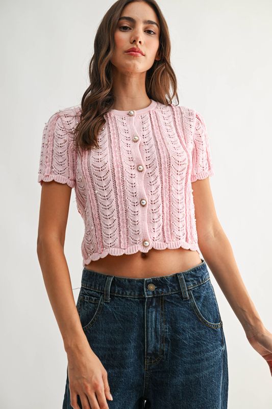 Pearl-Embellished Knit Cardigan