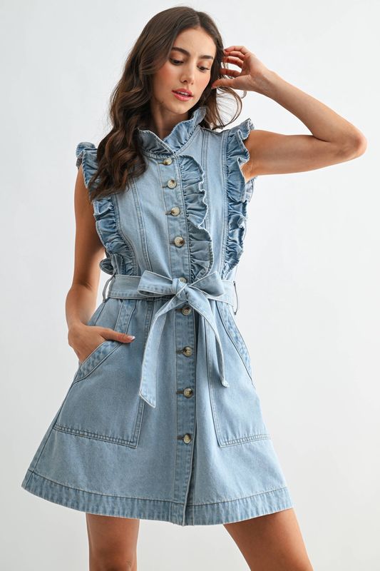 Ruffle Denim Dress