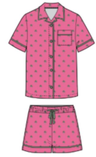 Milena PJ Set flamingo Fronds, Size: XS
