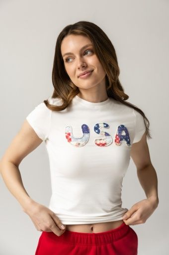 USA PATCHWORK BABY TEE, Size: XS