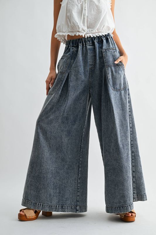 Wide-Leg High-Rise Denim Trousers