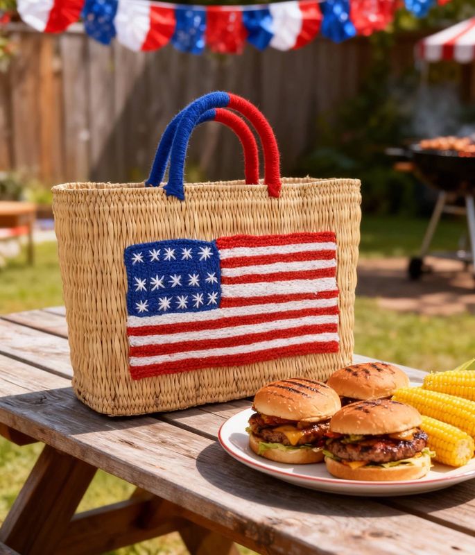 Handmade American Flag Tote – 4th of July Celebration