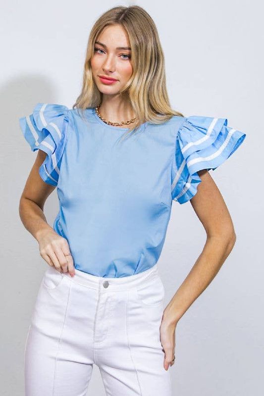 Ruffle Sky Blue Top