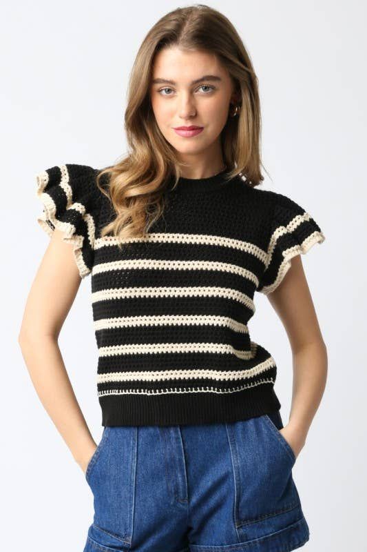 Abigail Stripe Ruffle Sweater