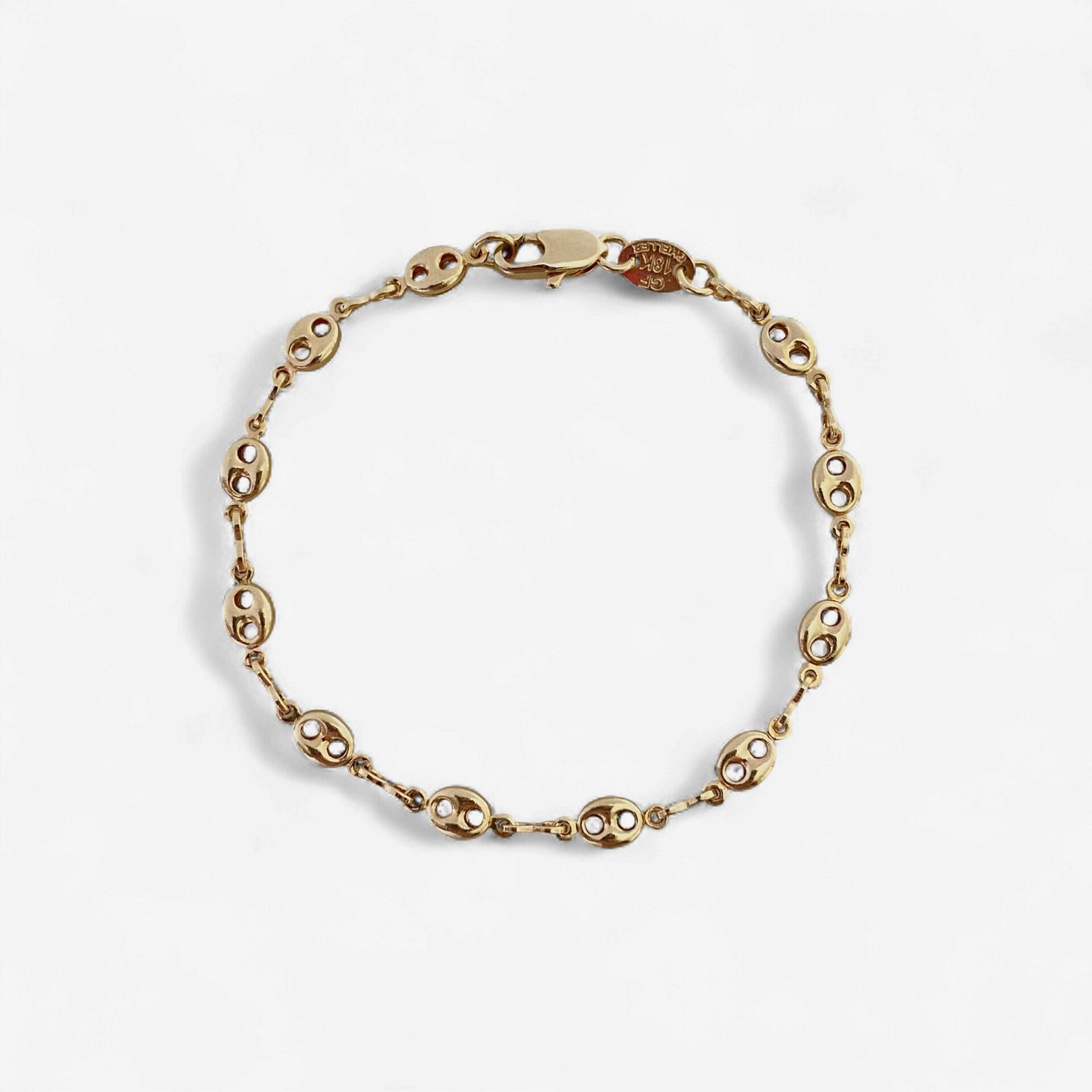 18k Gold Filled Mariner Coffee Bean Link Chain Bracelet