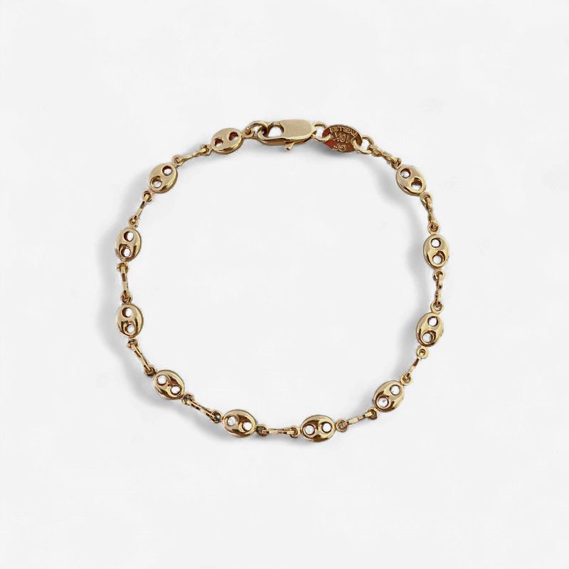 18k Gold Filled Mariner Coffee Bean Link Chain Bracelet